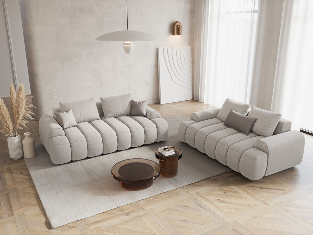 
3-seater designer sofa "Kimi" - Structured Fabric Beige