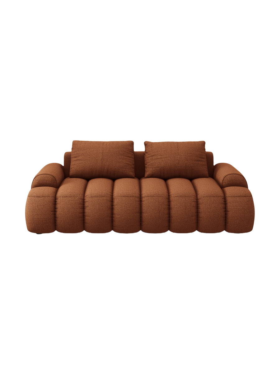 
3-seater designer sofa "Kimi" - Structured fabric Brick