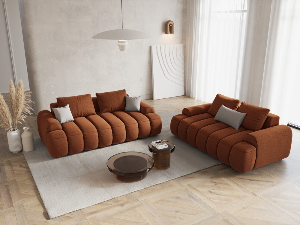 
3-seater designer sofa "Kimi" - Structured fabric Brick