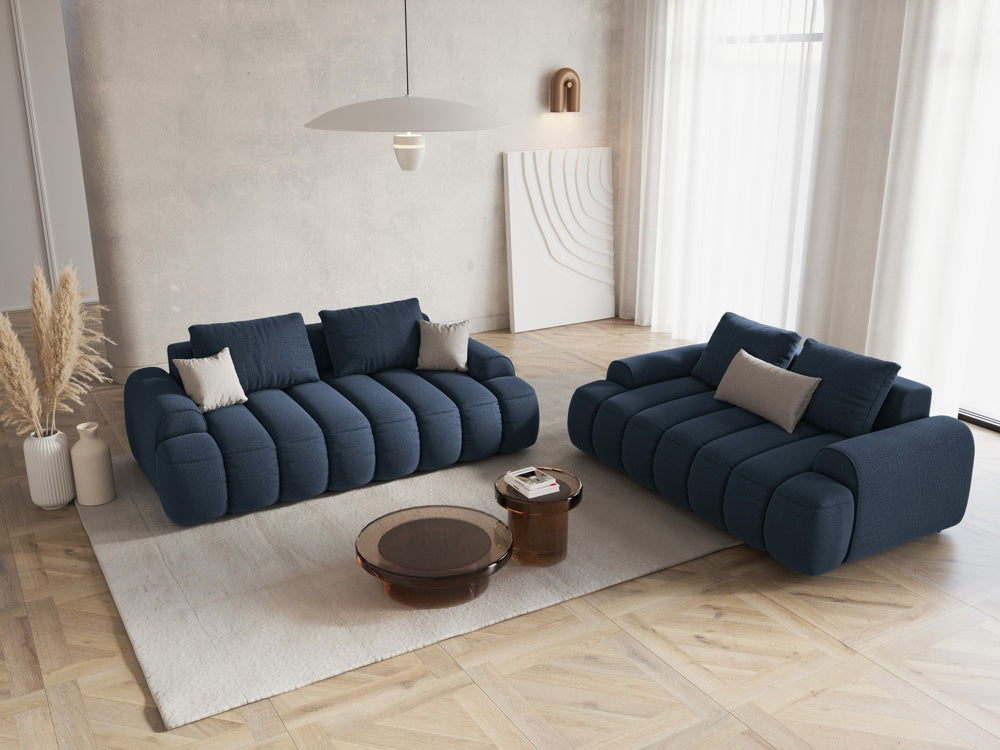 
3-seater designer sofa "Kimi" - Structured Fabric Blue
