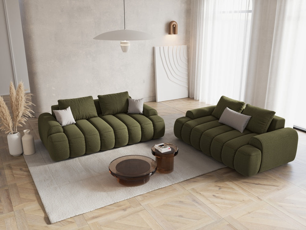 
3-seater designer sofa "Kimi" - Textured Fabric Green