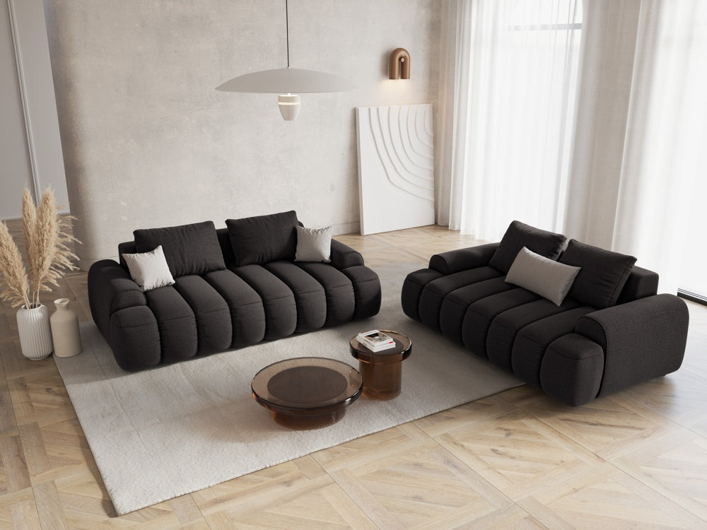 
3-seater designer sofa "Kimi" - Structured Fabric Dark Grey
