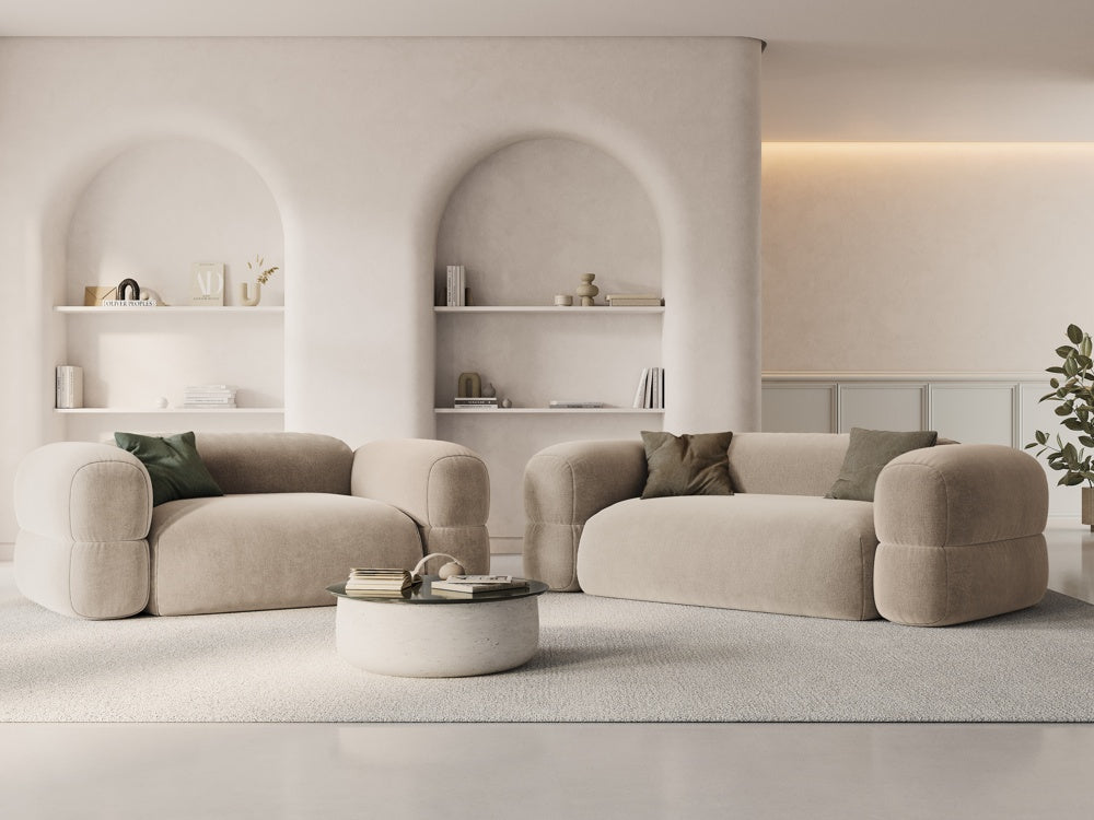 
3-Sitzer Design Sofa "Lony" - Samt Beige hell