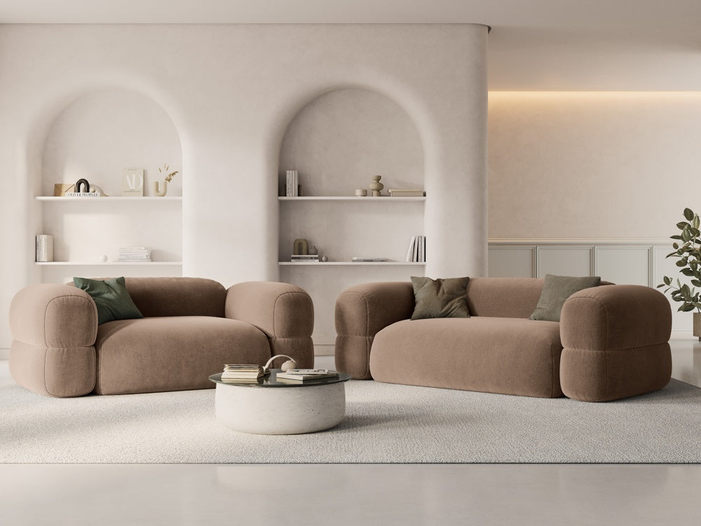 
3-Sitzer Design Sofa "Lony" - Samt Beige dunkel