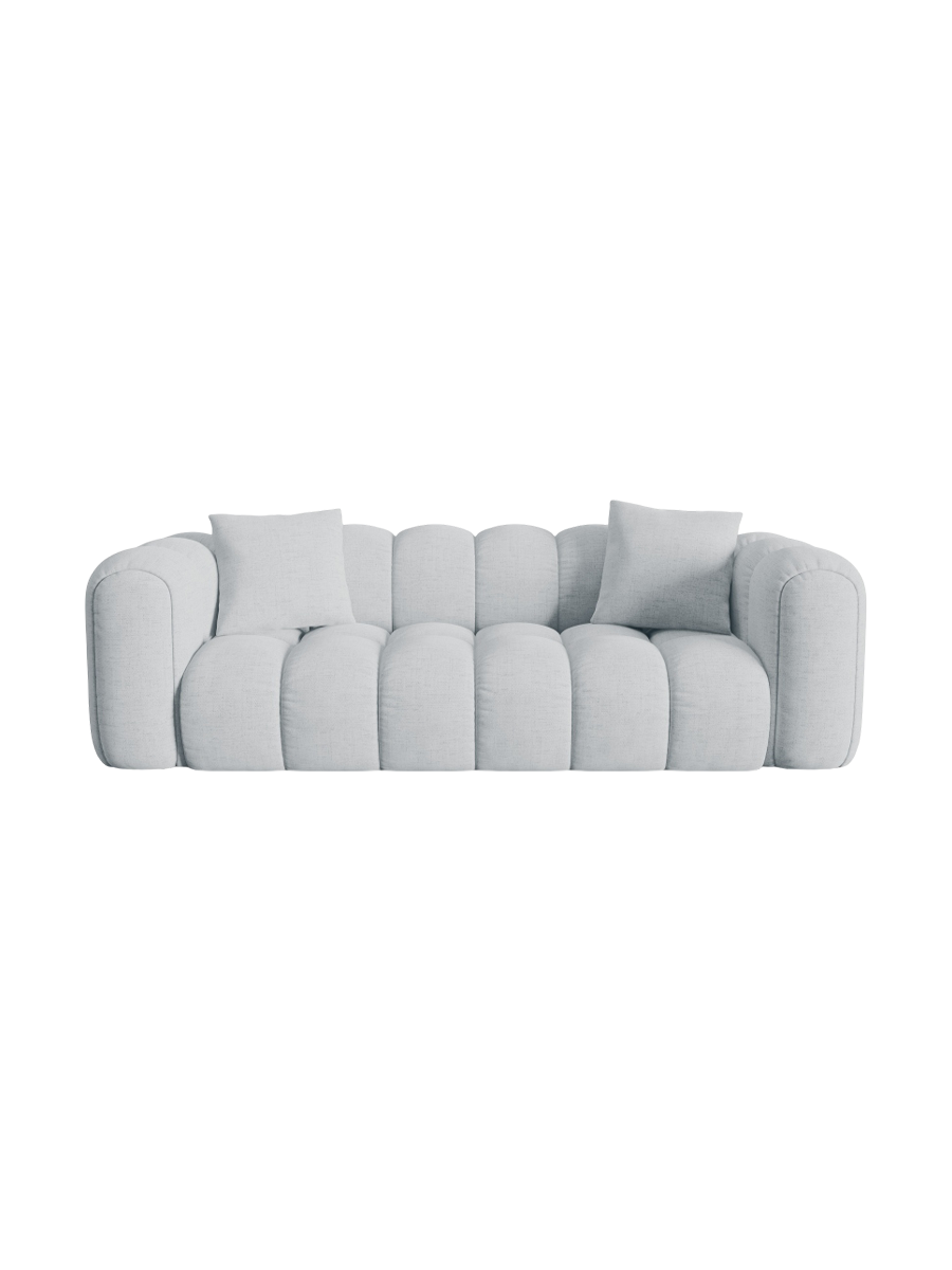 
3-Seater Designer Sofa "Arden" - Structural Fabric Light Grey