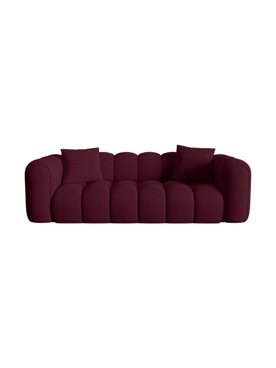 
3-Seater Designer Sofa "Arden" - Structured fabric Bordeaux