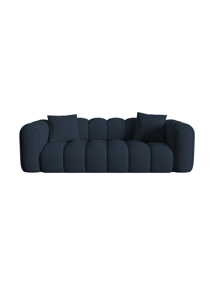 
3-Seater Designer Sofa "Arden" - Structured Fabric Dark Blue