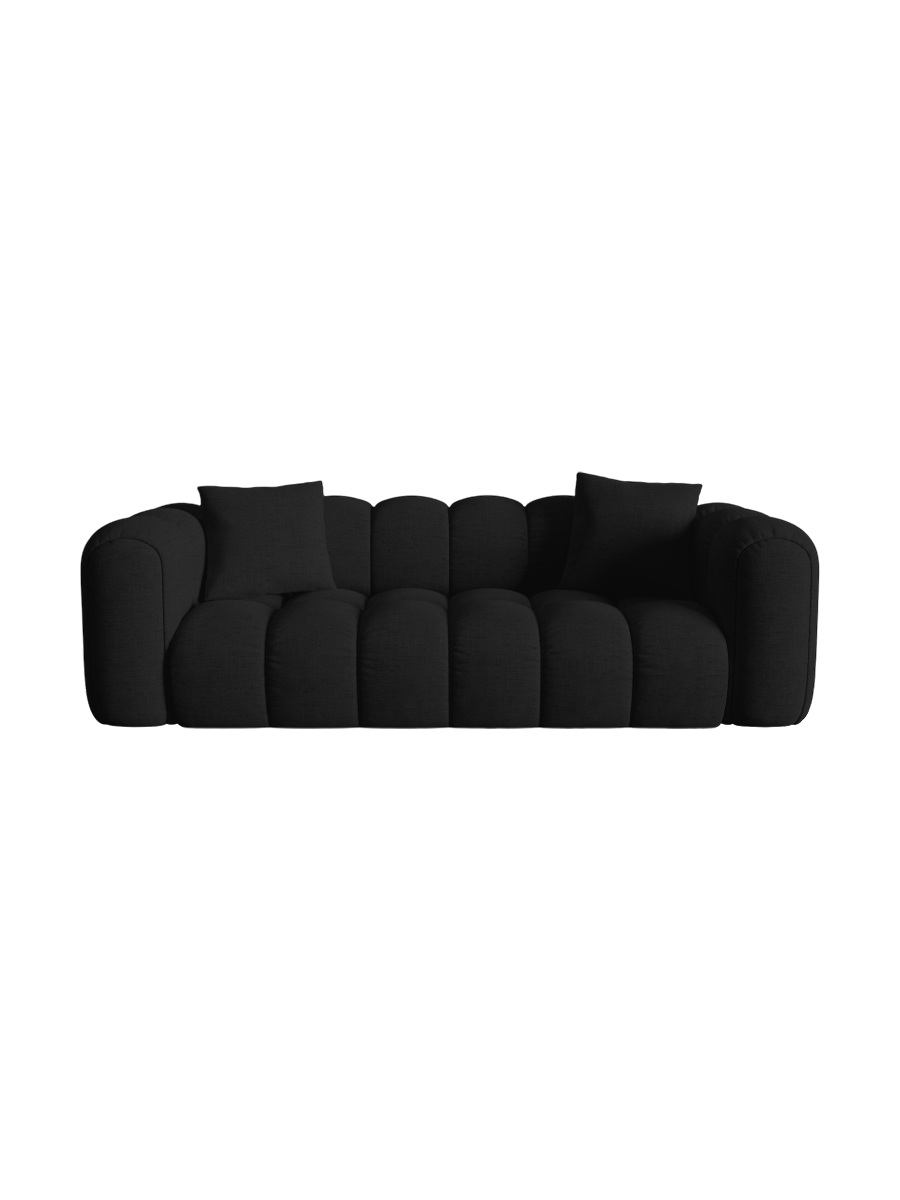 
3-Seater Designer Sofa "Arden" - Textured Fabric Black
