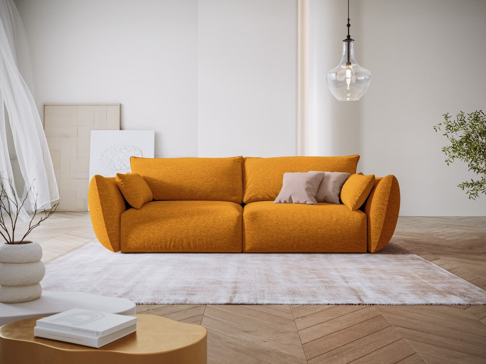 
Canapé design 3 places "Clau" - Chenille jaune moutarde