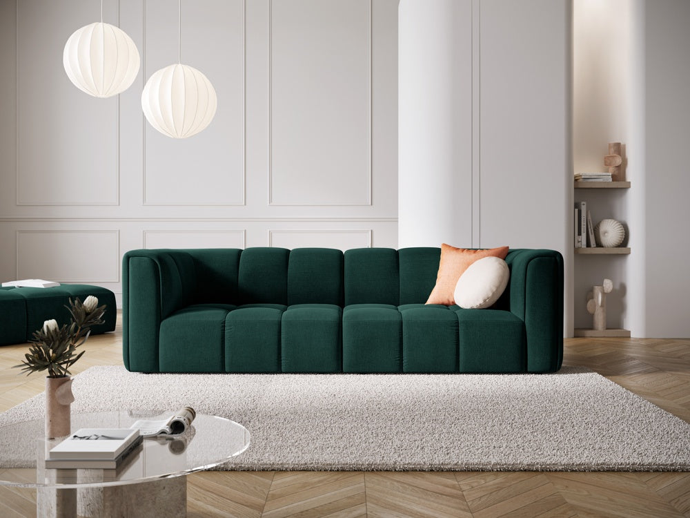 
3-Sitzer Design Sofa "Adams" - Chenille Flaschengrün