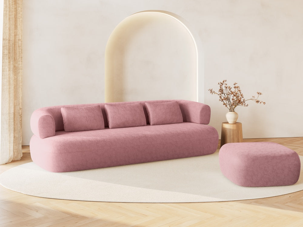 
3-seater designer sofa "Estro" - Chenille Pink