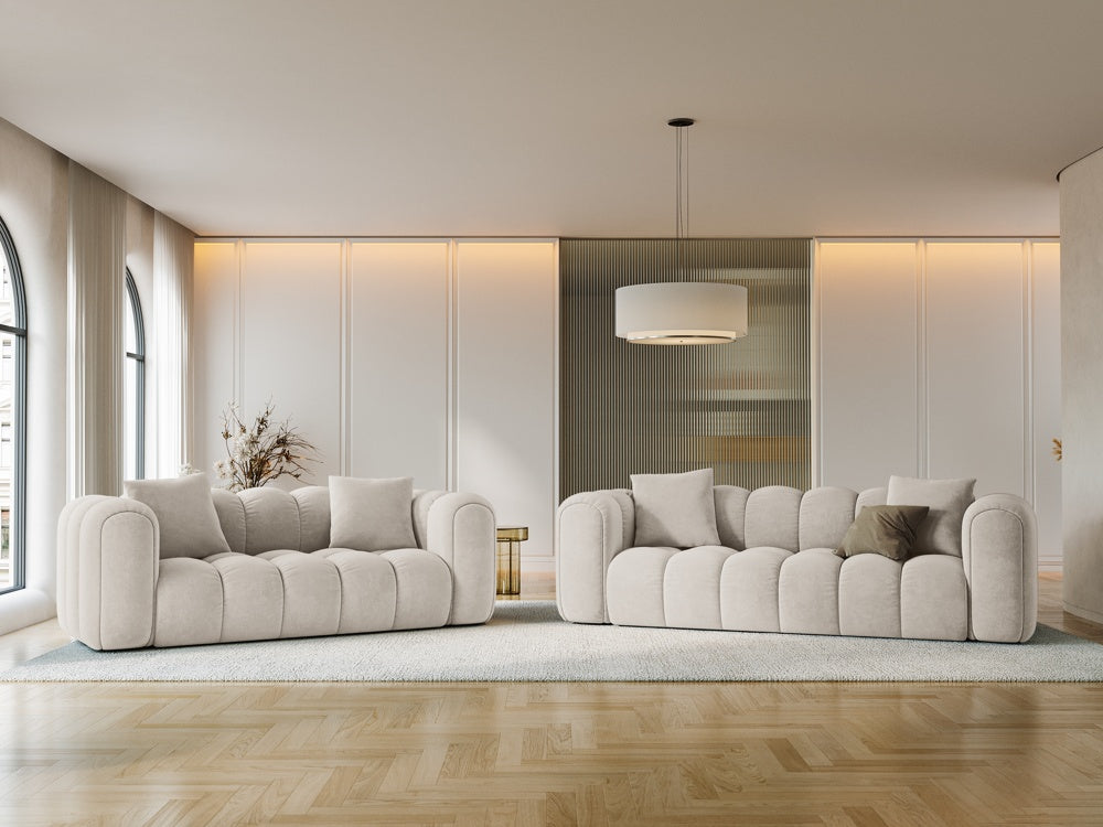 
3-Seater Designer Sofa "Arden" - Velvet Ecru