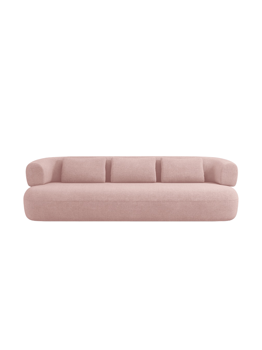 
3-seater designer sofa "Estro" - Bouclé Powder Pink