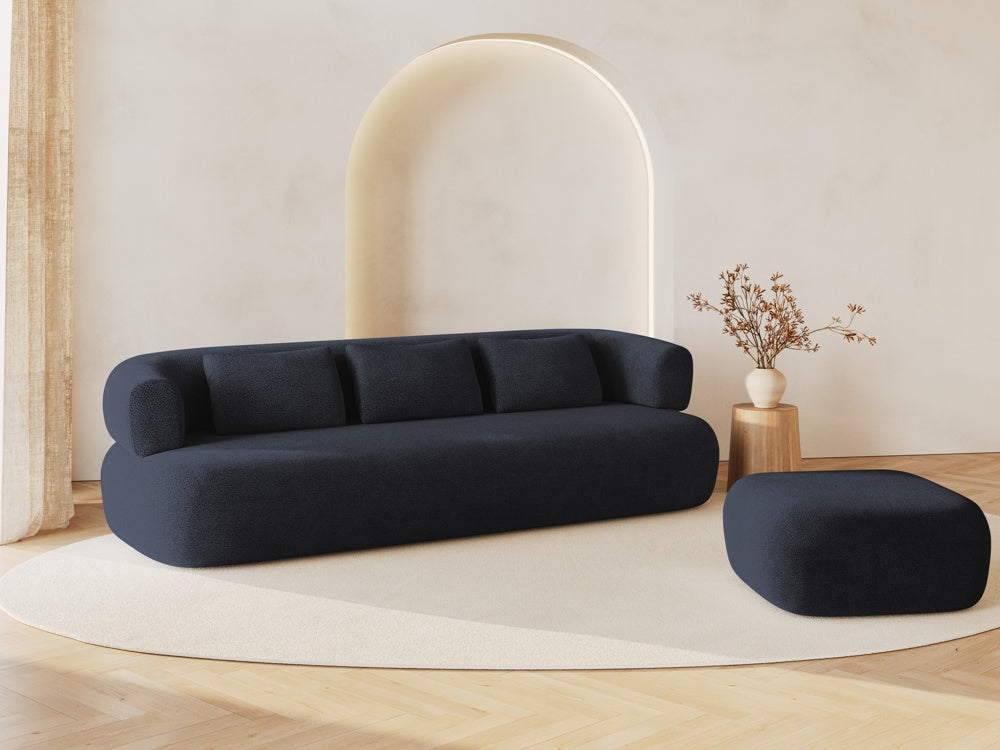 
3-seater designer sofa "Estro" - Bouclé Dark Blue