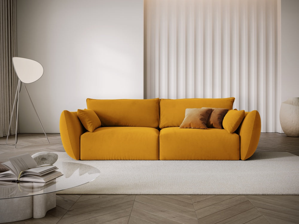 
Canapé design 3 places "Clau" - Velours moutarde