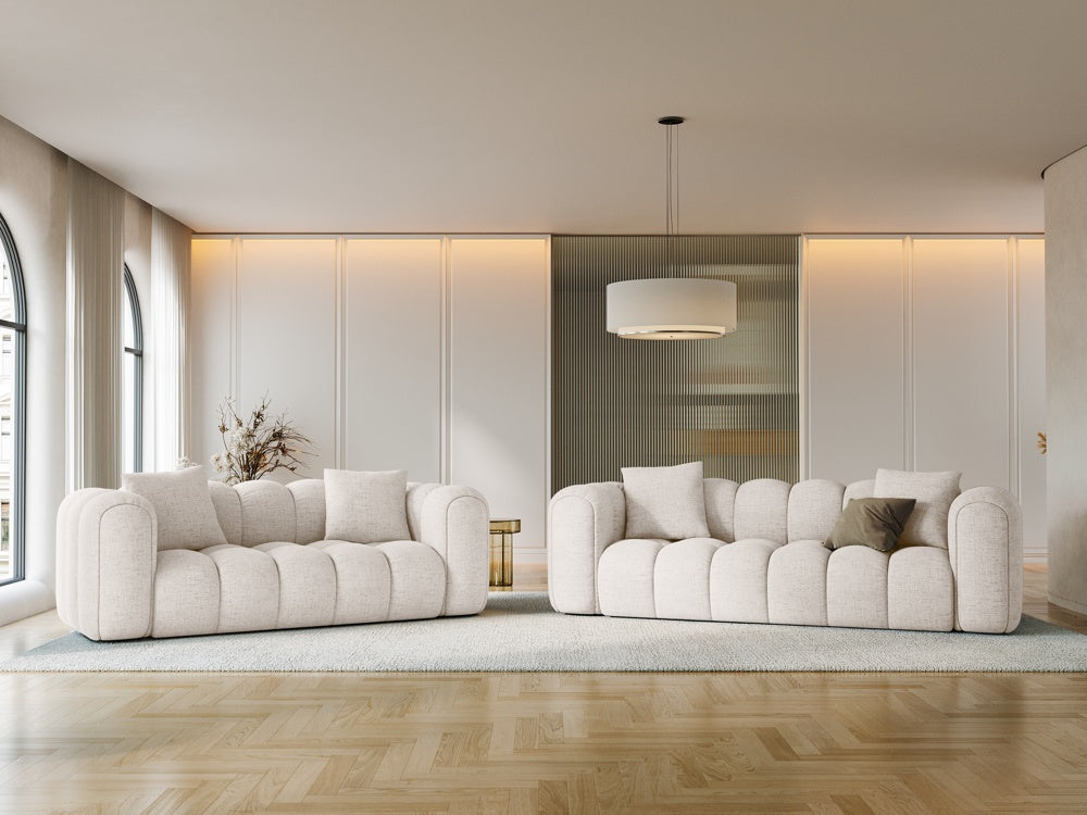 
4-Seater Designer Sofa "Arden" - Structured Fabric Beige