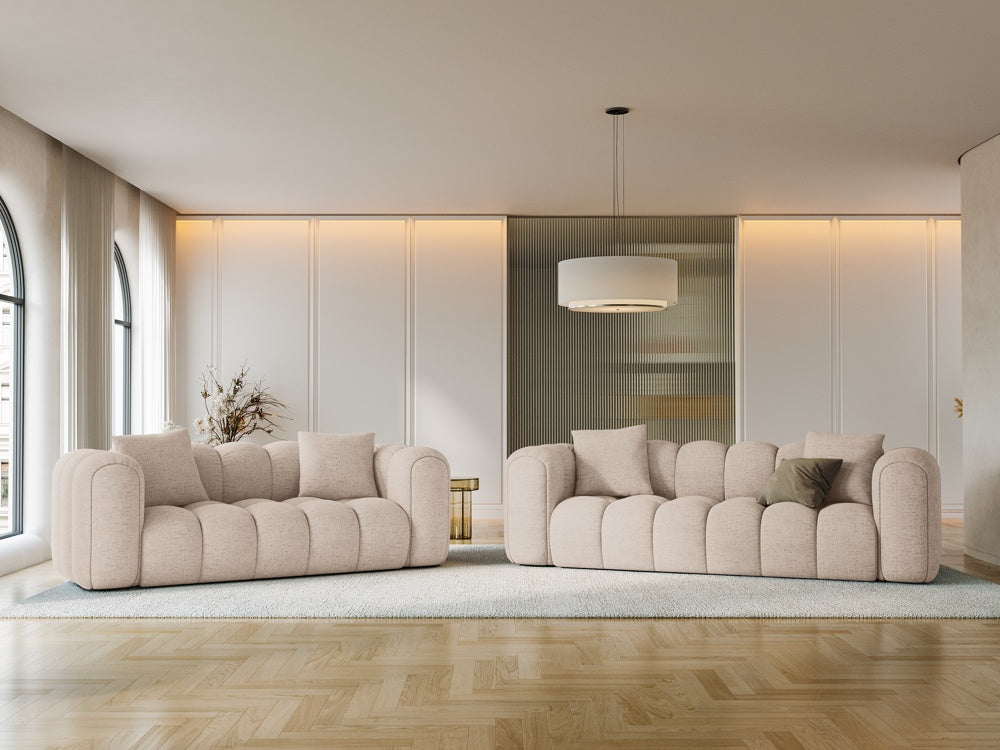 
4-Seater Designer Sofa "Arden" - Structured fabric Cappuccino