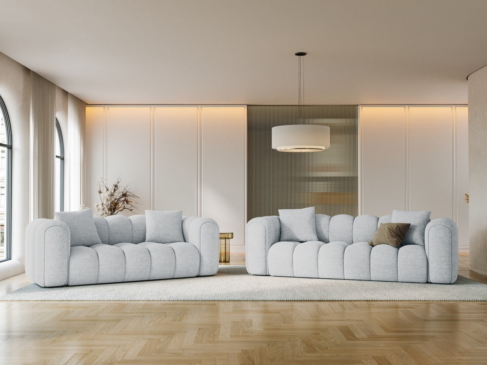 
4-Seater Designer Sofa "Arden" - Structural Fabric Light Grey