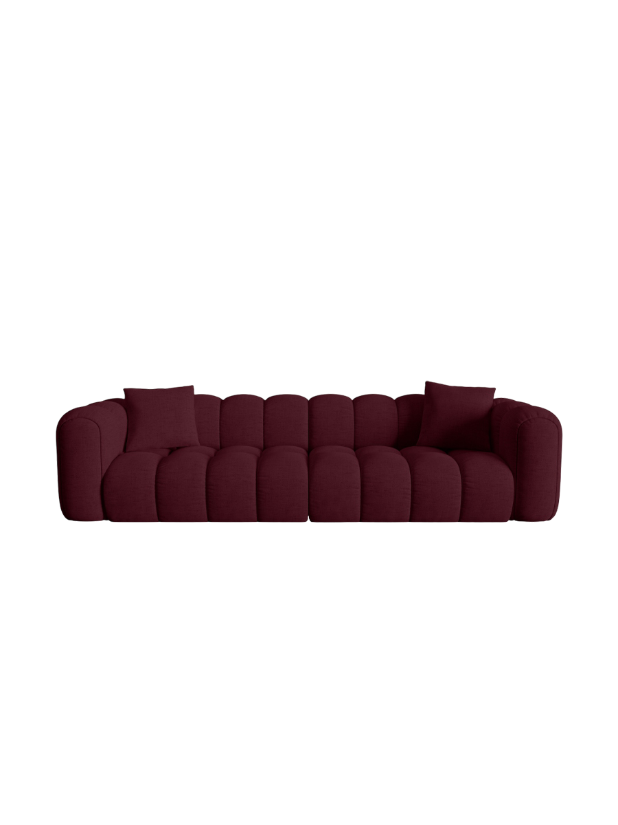 
4-Seater Designer Sofa "Arden" - Structured fabric Bordeaux