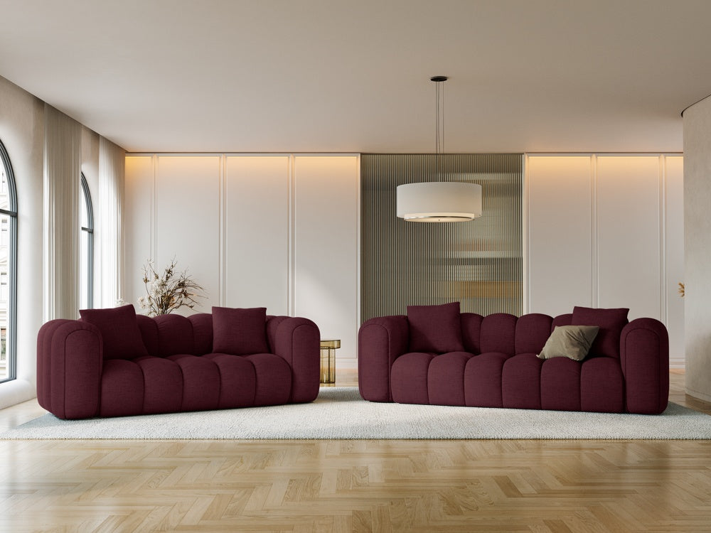 
4-Seater Designer Sofa "Arden" - Structured fabric Bordeaux