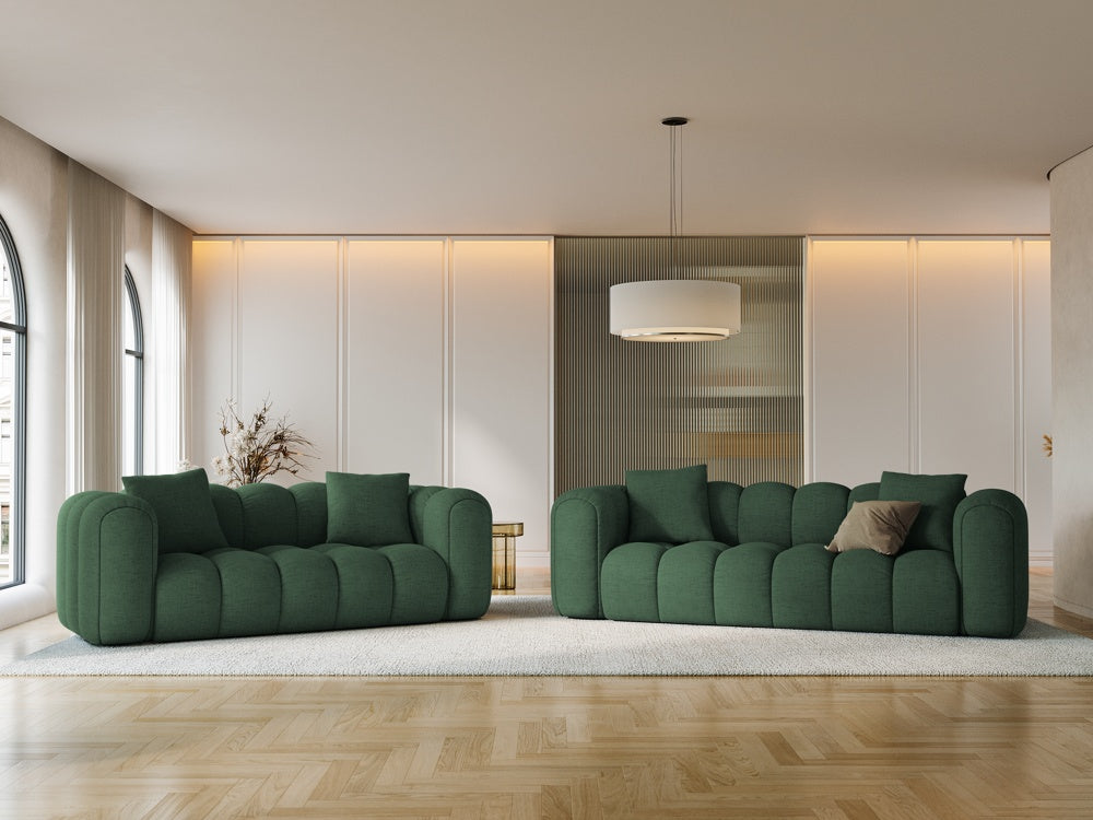 
4-Seater Designer Sofa "Arden" - Textured Fabric Green