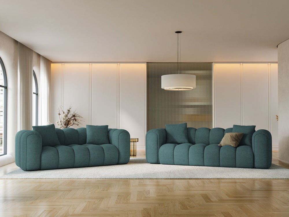 
4-Seater Designer Sofa "Arden" - Textured fabric Petrol