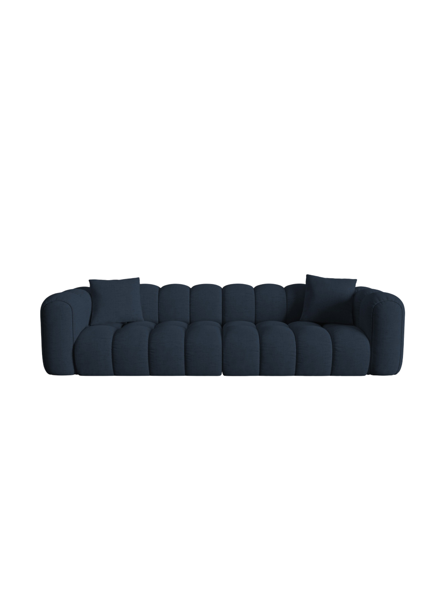 
4-Seater Designer Sofa "Arden" - Structured Fabric Dark Blue