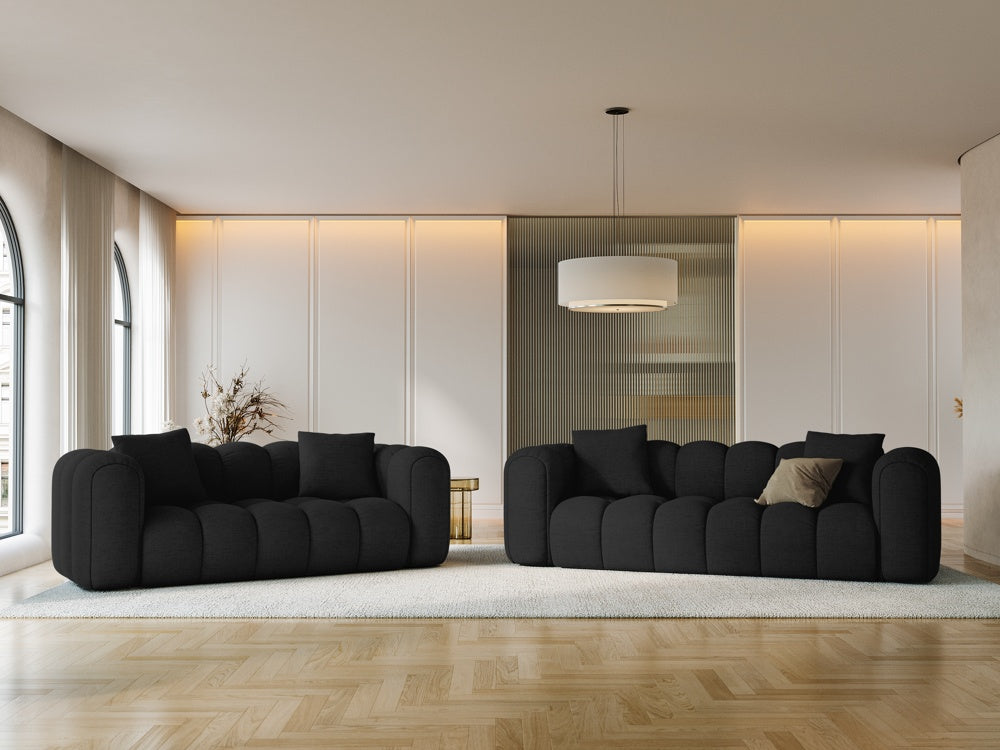 
4-Seater Designer Sofa "Arden" - Textured Fabric Black