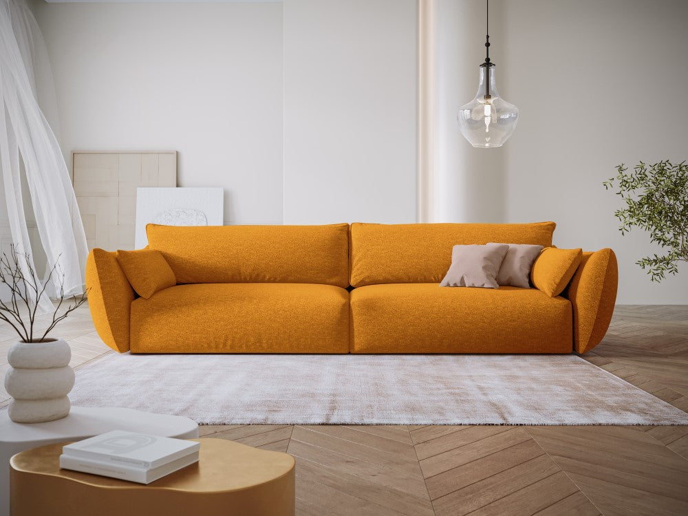 
Canapé design 4 places "Clau" - Chenille jaune moutarde