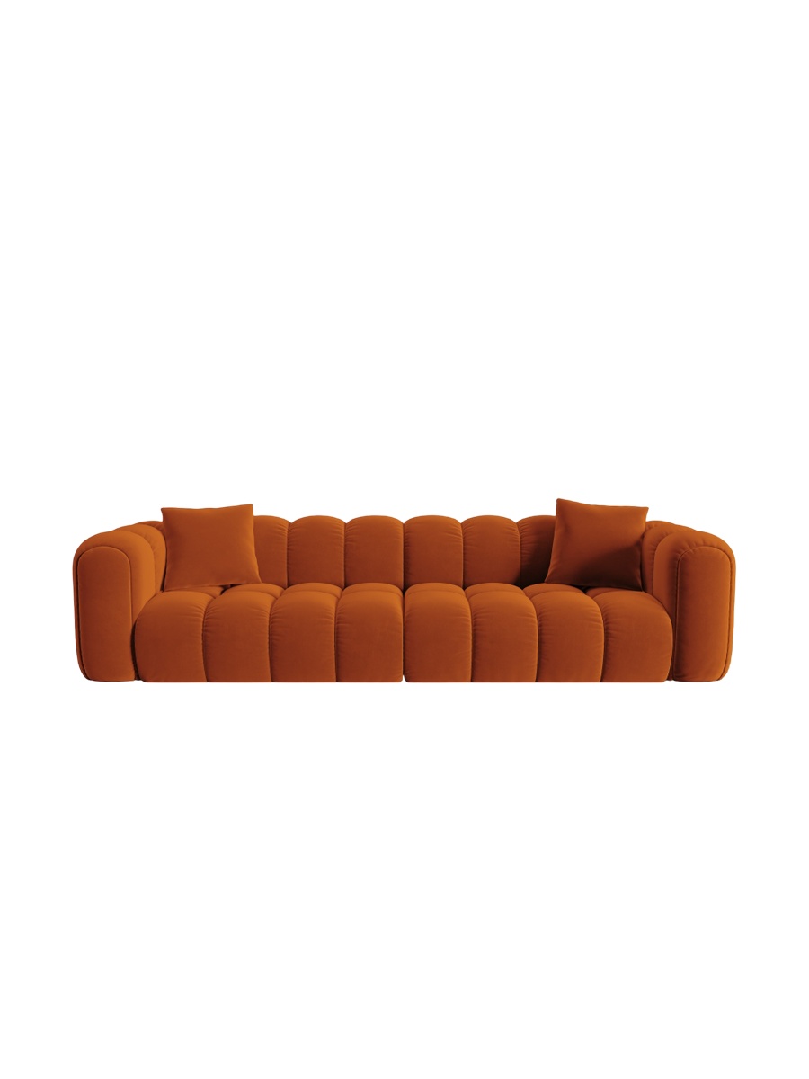 
4-Seater Designer Sofa "Arden" - Velvet Terracotta