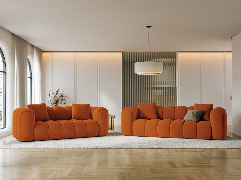 
4-Seater Designer Sofa "Arden" - Velvet Terracotta