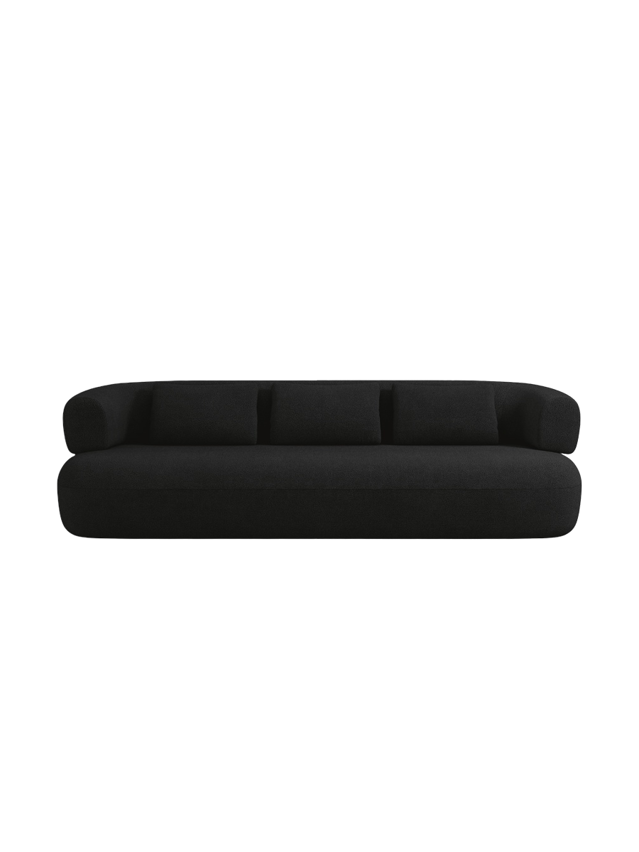 
4-Seater Design Sofa "Estro" - Black bouclé