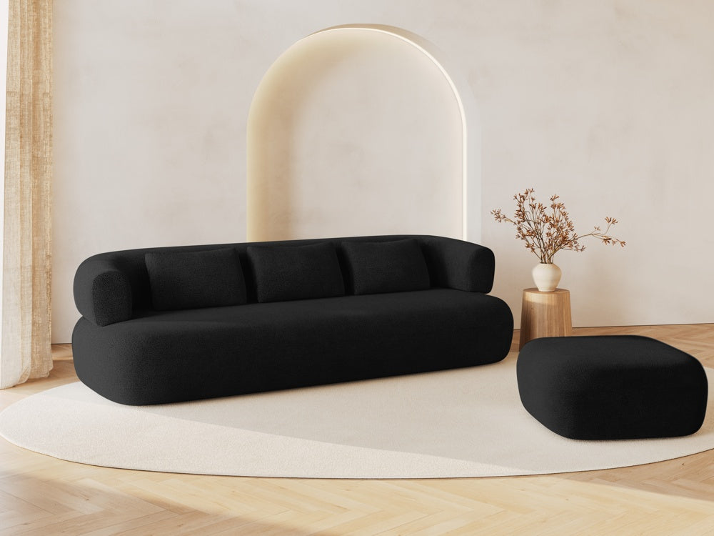 
4-Seater Design Sofa "Estro" - Black bouclé