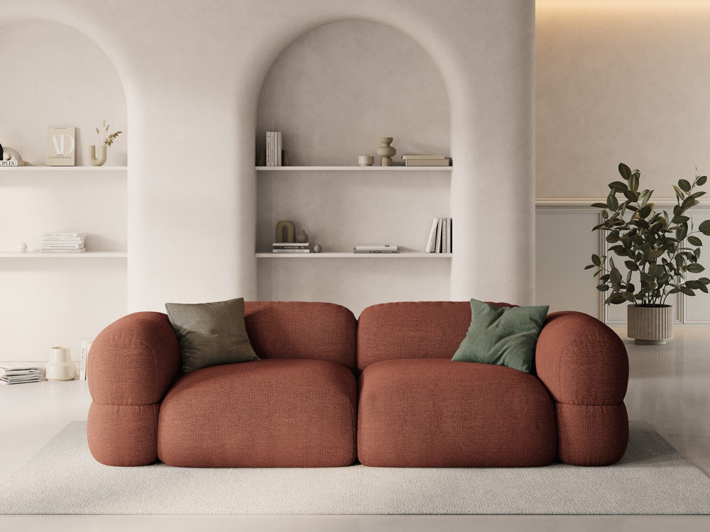 
4-Sitzer Design Sofa "Lony" - Strukturstoff Coral
