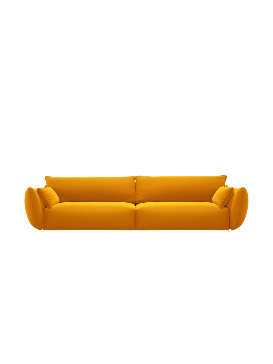 
Canapé design 4 places "Clau" - Velours moutarde