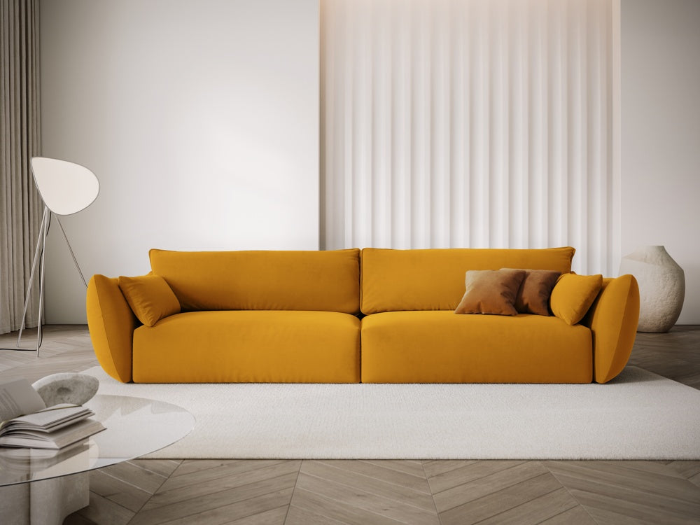 
Canapé design 4 places "Clau" - Velours moutarde