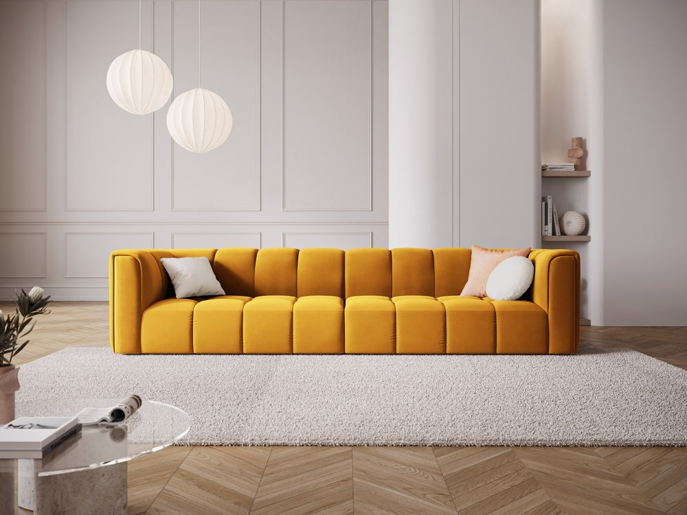 
4-Sitzer Design Sofa "Adams" - Samt Senfgelb