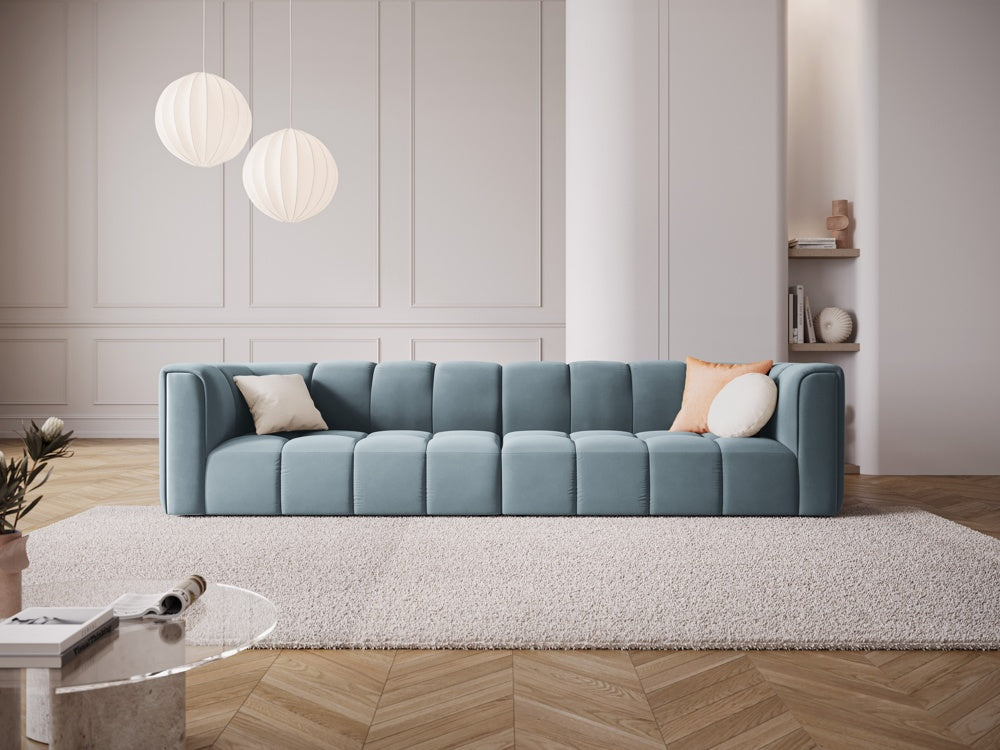 
4-Sitzer Design Sofa "Adams" - Samt Hellblau