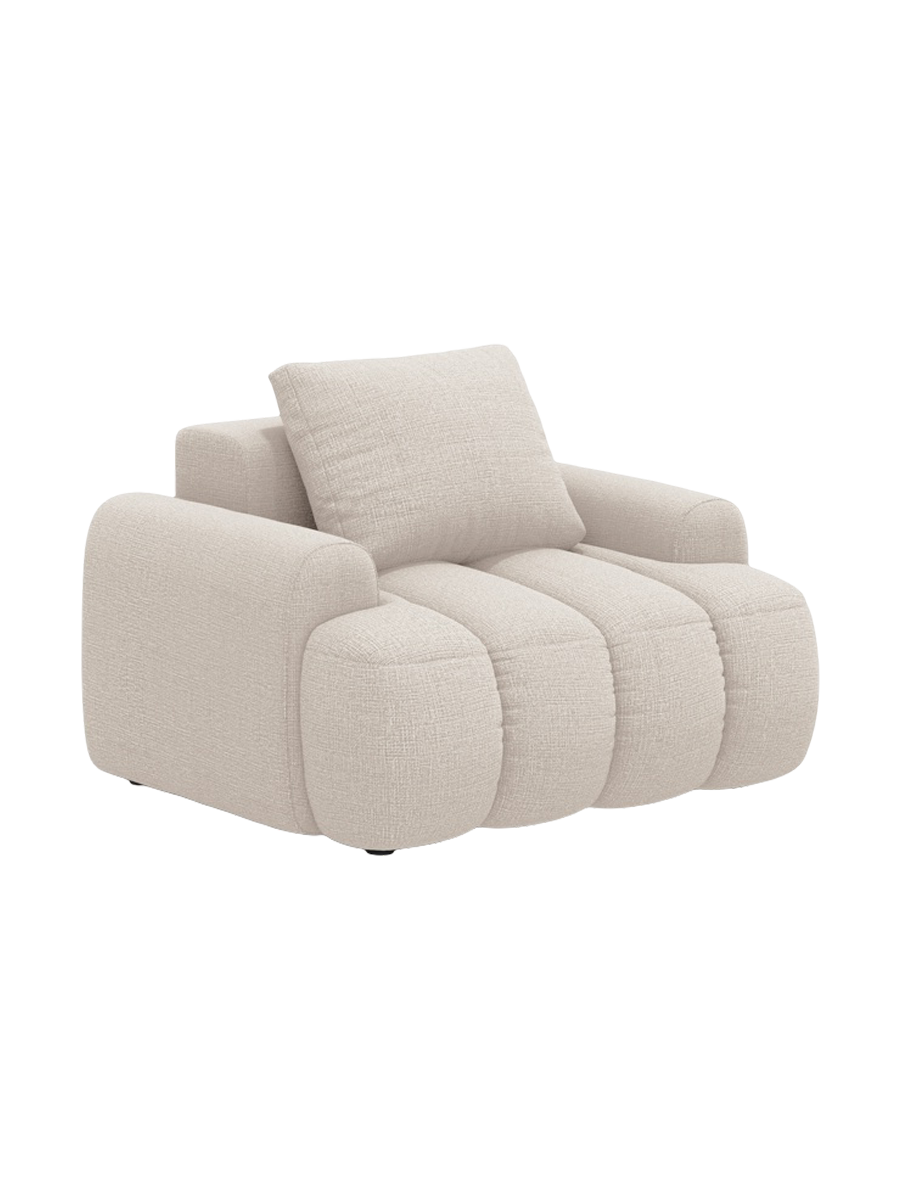 
Designer Armchair "Kimi" - Structured Fabric Beige