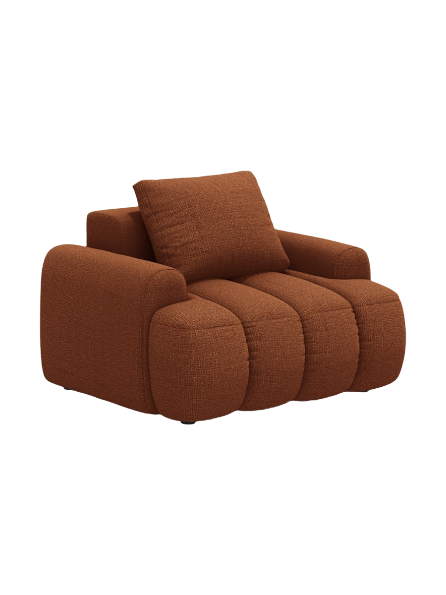 
Designer Armchair "Kimi" - Textured fabric Brick