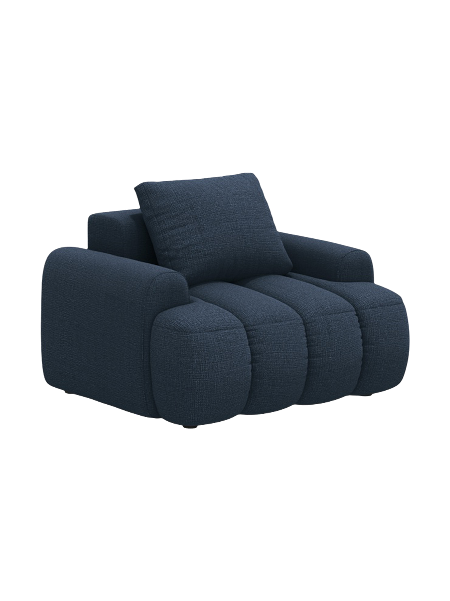 
Designer Armchair "Kimi" - Structured Fabric Blue