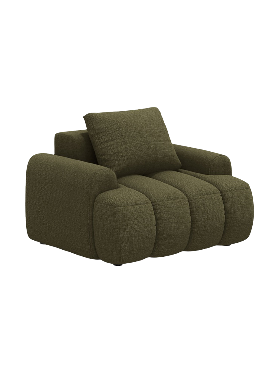 
Designer Armchair "Kimi" - Textured Fabric Green