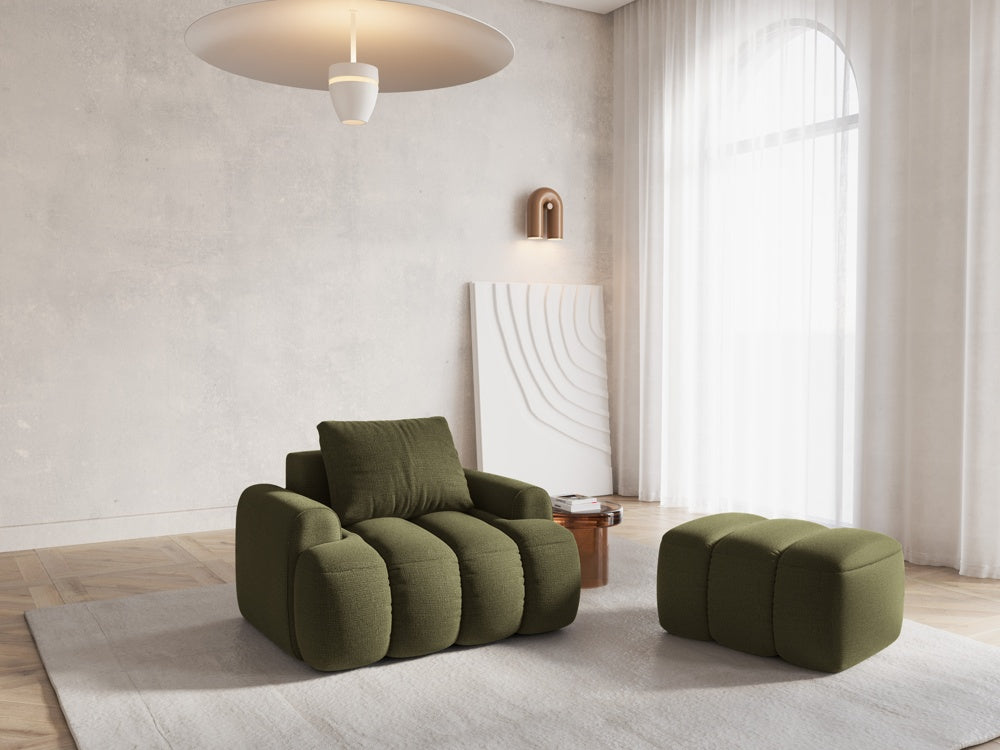 
Designer Armchair "Kimi" - Textured Fabric Green