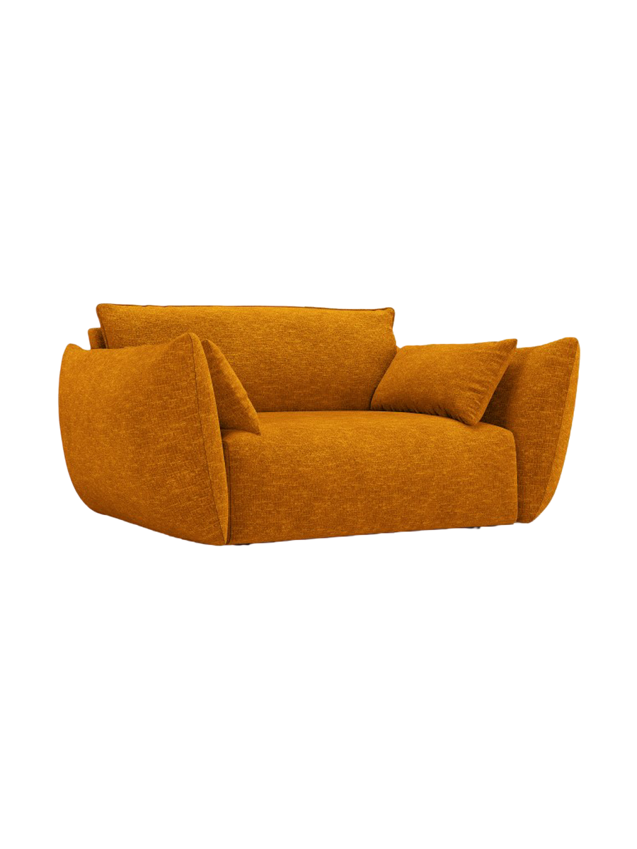 
Fauteuil design "Clau" - Chenille jaune moutarde