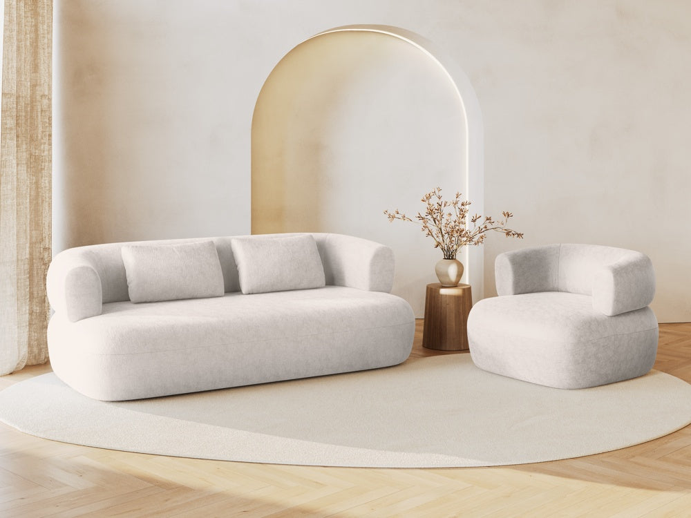 
Designer Armchair "Estro" - Chenille Light Beige