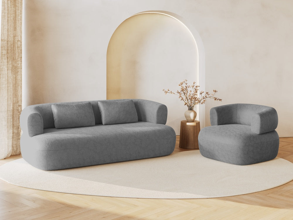 
Designer Armchair "Estro" - Chenille Silver