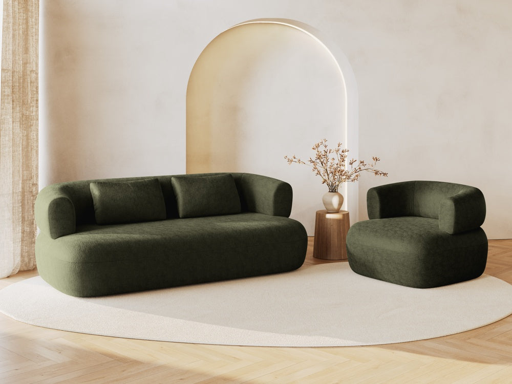 
Designer Armchair "Estro" - Chenille Green
