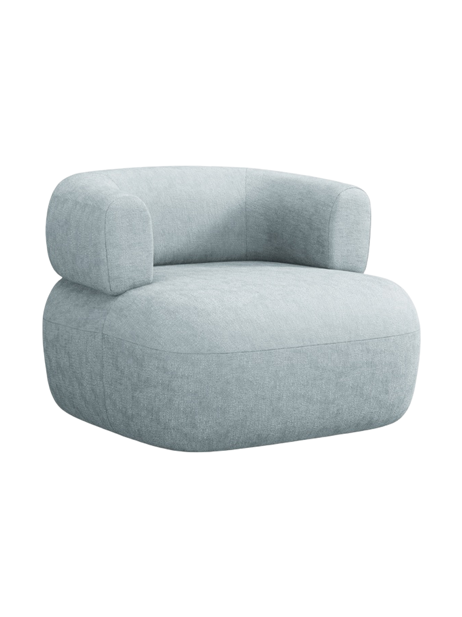 
Designer Armchair "Estro" - Chenille Light Blue
