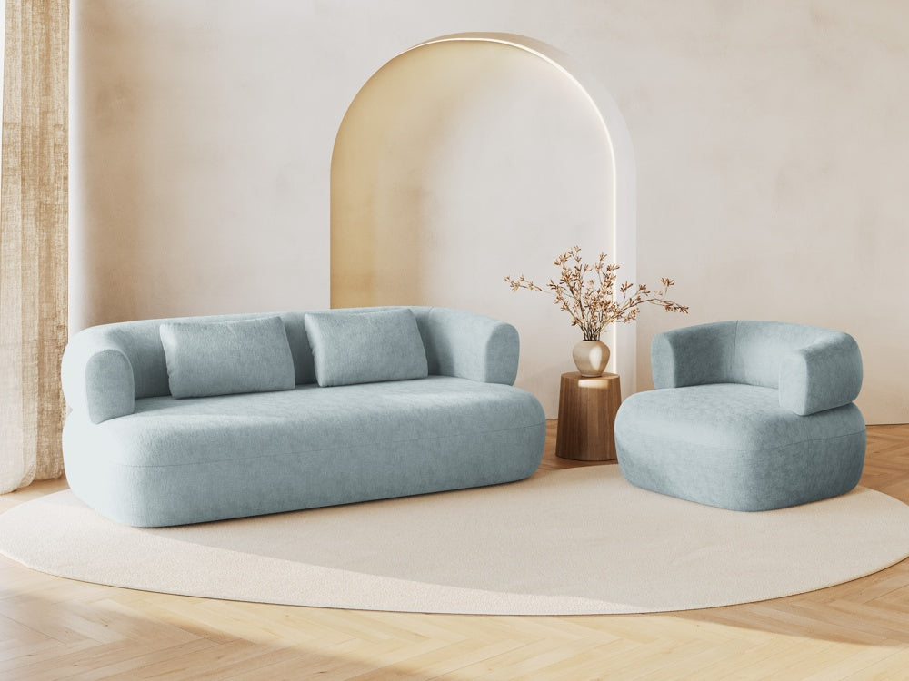 
Designer Armchair "Estro" - Chenille Light Blue