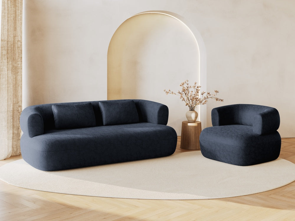 
Designer Armchair "Estro" - Chenille Dark Blue